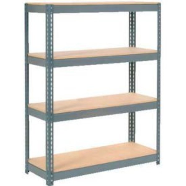 Global Equipment Extra Heavy Duty Shelving 48"W x 18"D x 72"H With 4 Shelves, Wood Deck, Gry 717142